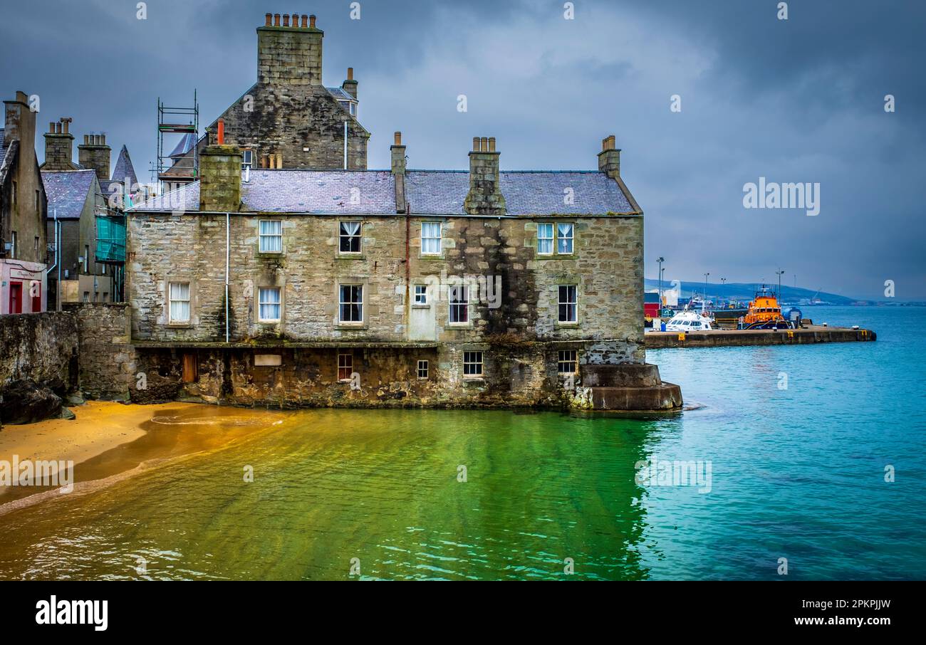 House built right at the waters edge in Lerwick, Shetland Islands, Scotland Stock Photo Alamy