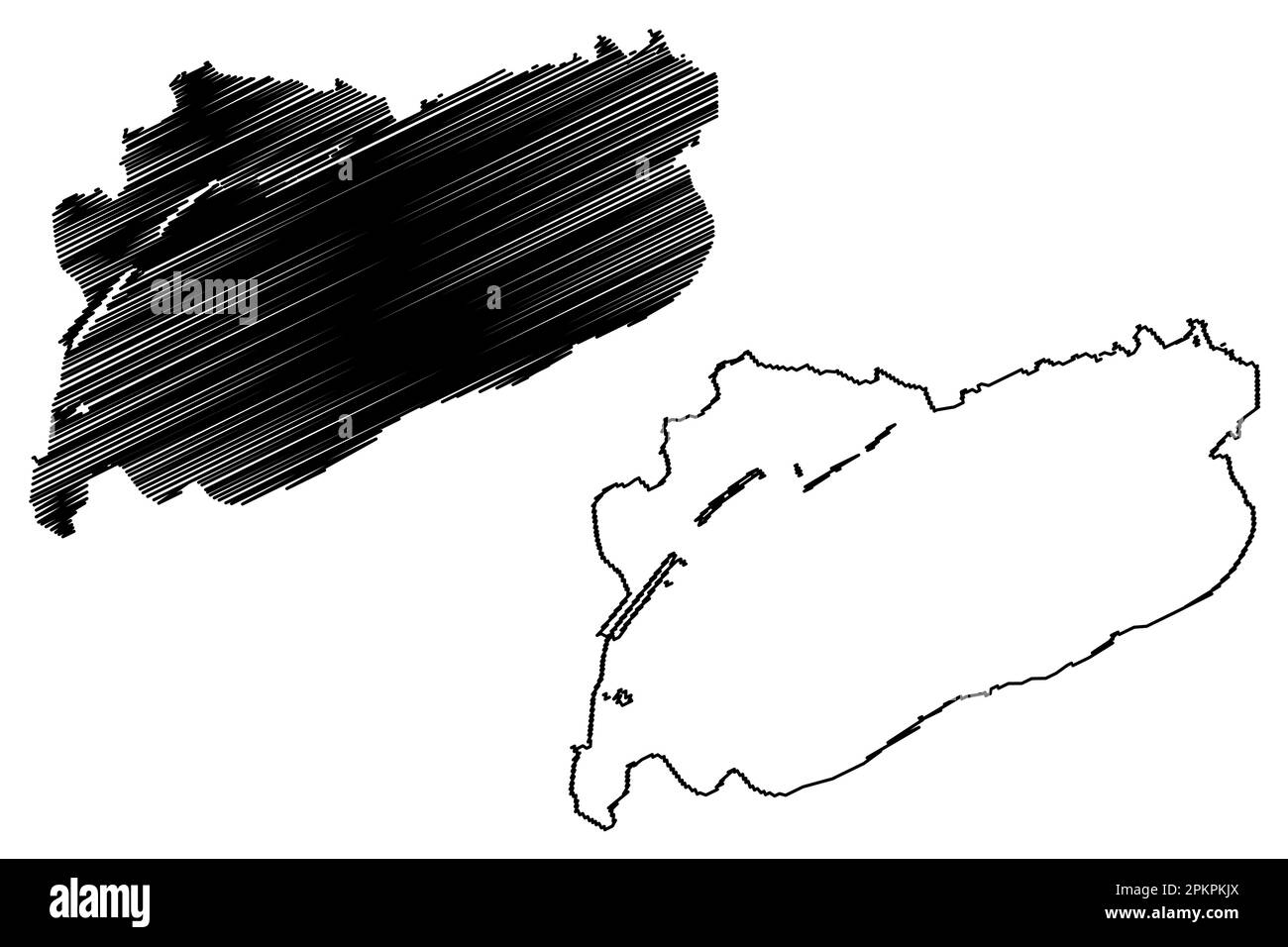 Lake Idku (Africa, Arab Republic of Egypt) map vector illustration, scribble sketch Edko map Stock Vector