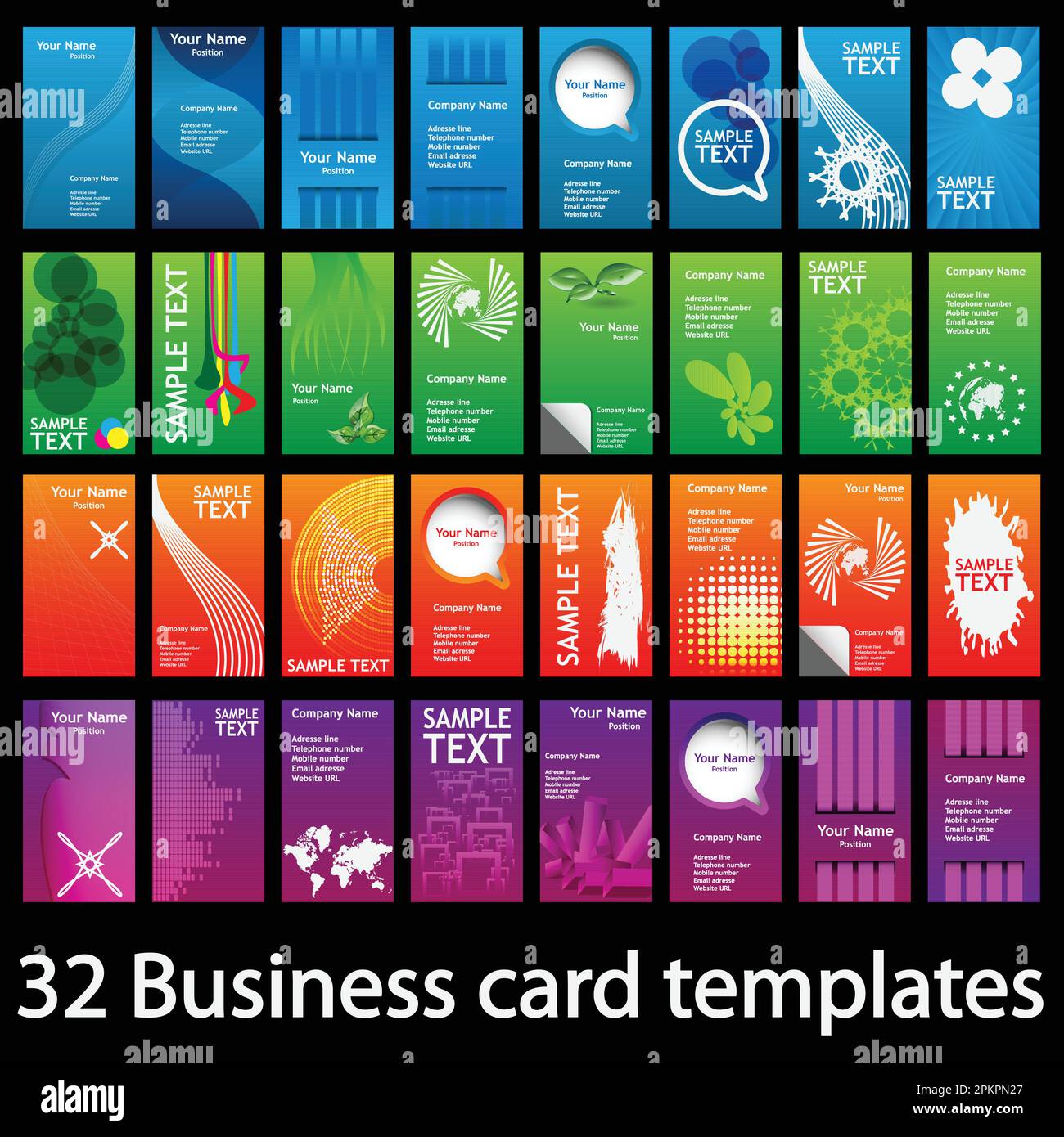 Verticle Card Set of Colorful Vertical Business Cards Stock Vector Image & Art - Alamy