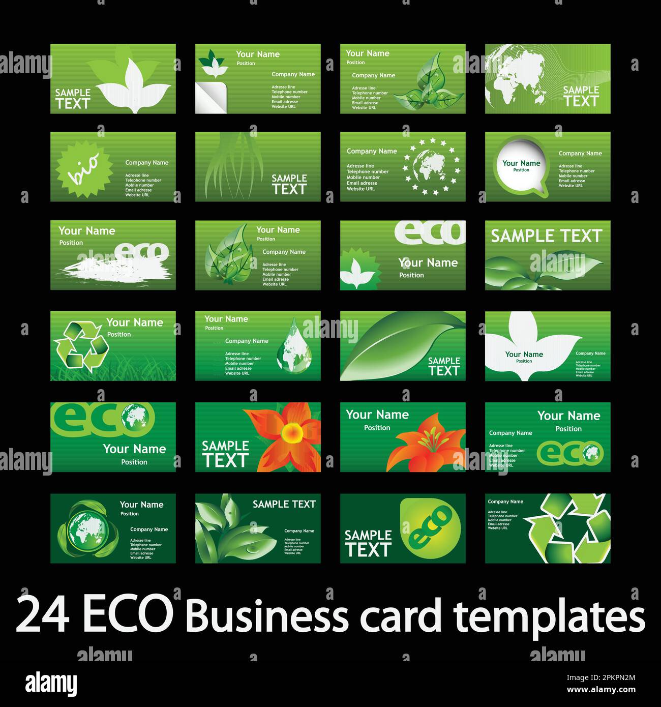 Set of Colorful Eco Business Cards Stock Vector Image & Art Alamy