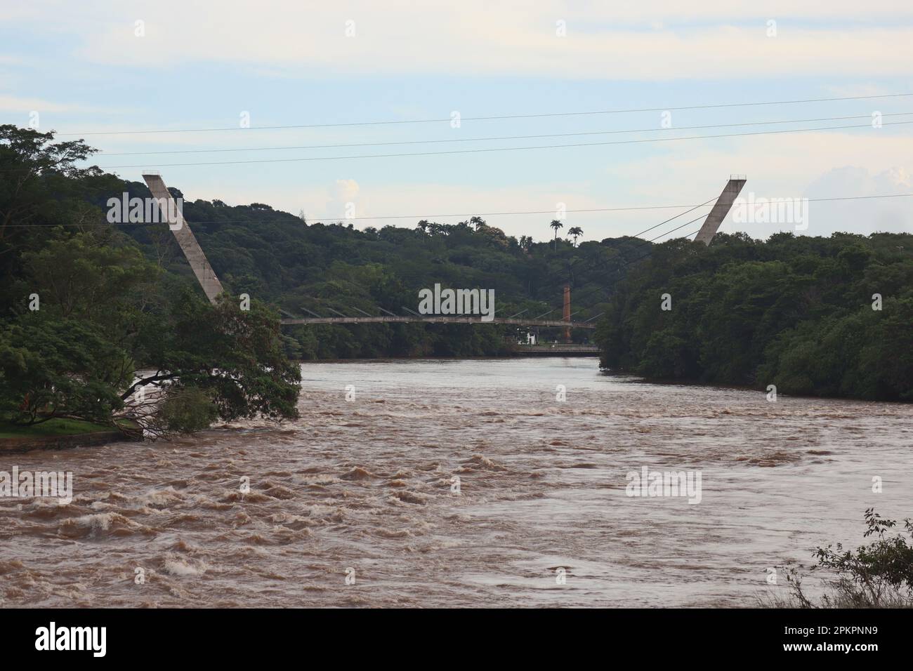 View of Piracicaba River. Piracicaba river with high water level