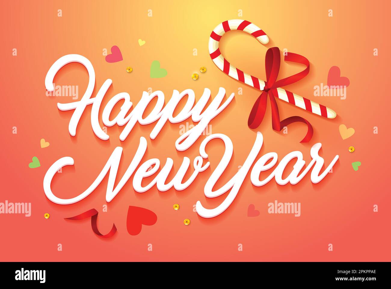 Happy New Year Vector Card. Orange Greeting card template. Vector ...