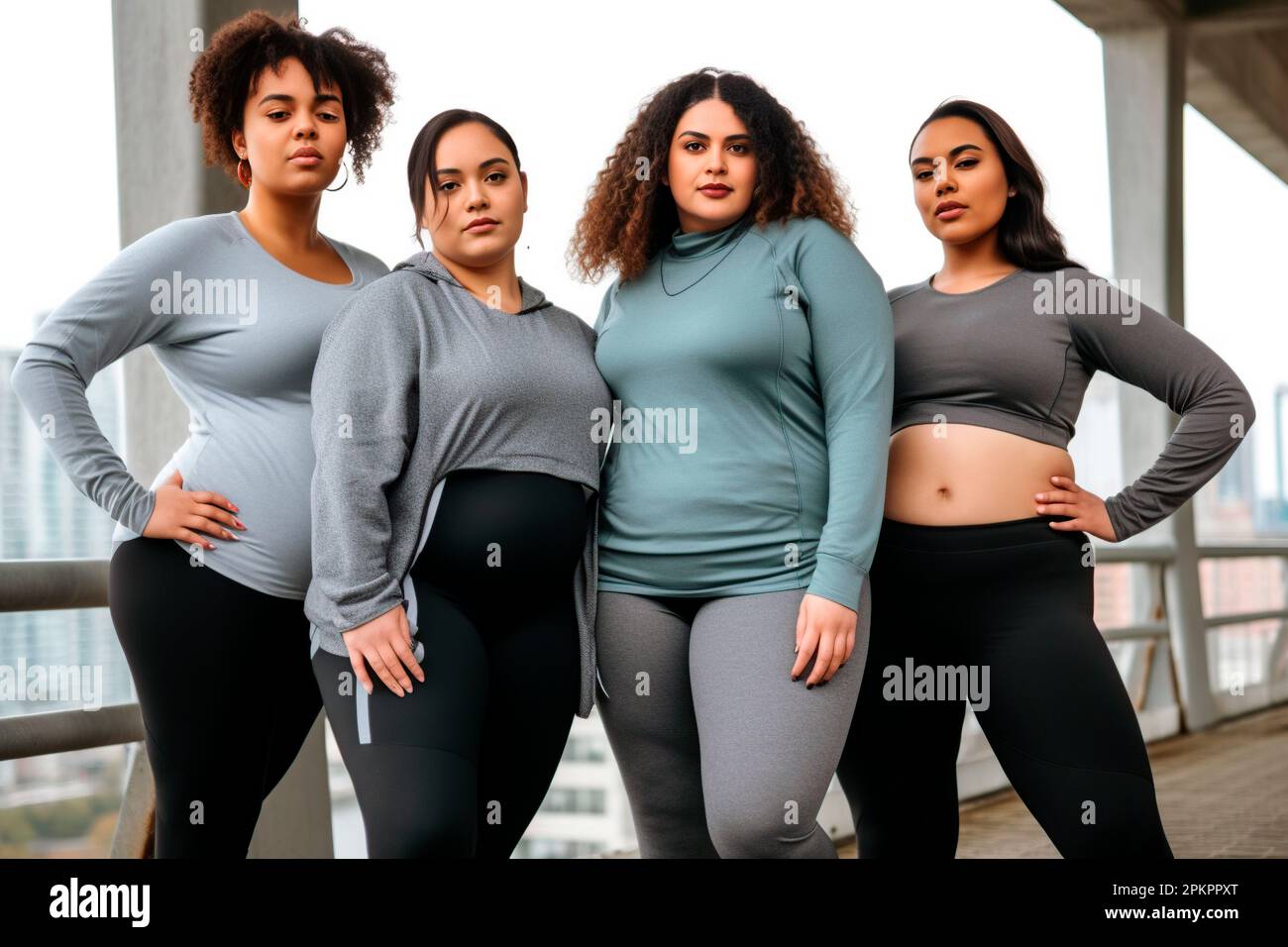 beautiful plus size women of different ethnicities posing Stock Photo