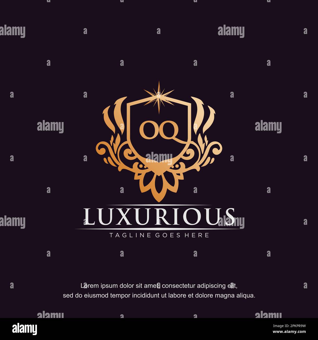 OQ initial letter luxury ornament gold monogram logo template vector. Stock Vector