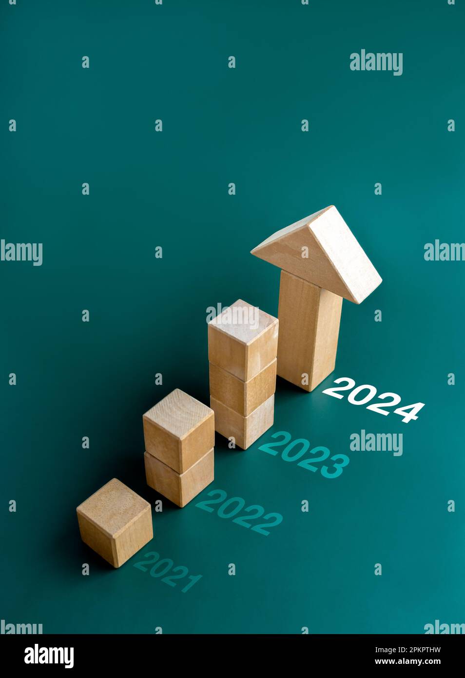 2024, 2023,2022 and 2021 new year calendar number and wooden cube