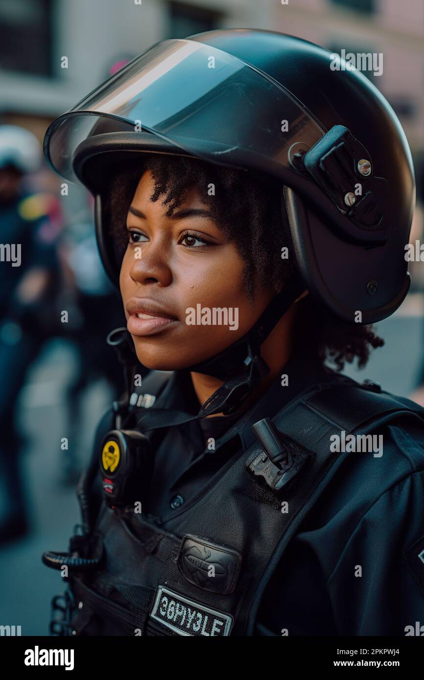 uniformed african american policewoman Stock Photo - Alamy