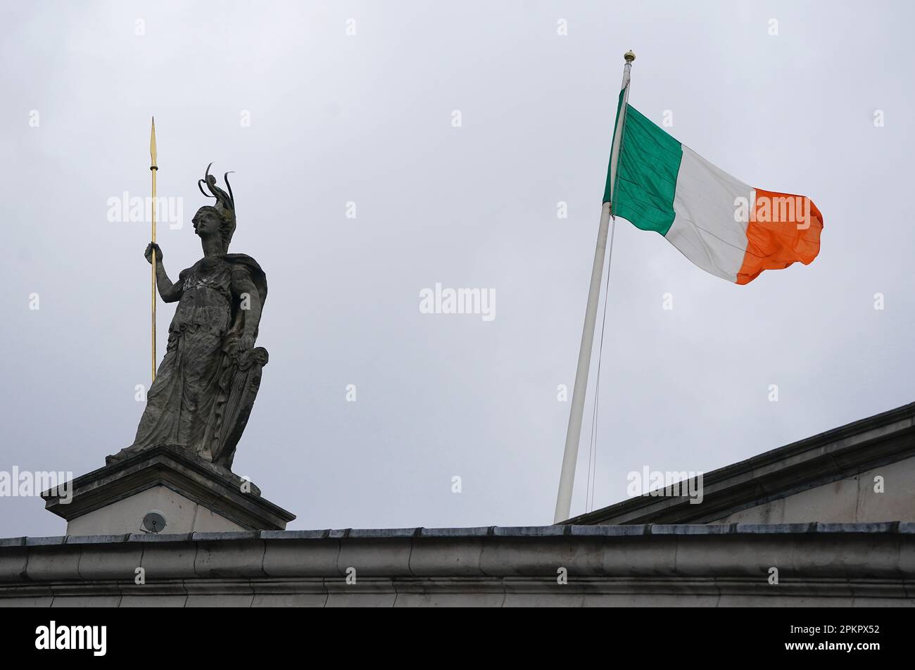 The tricolour flies above the GPO on O'Connell Street during a ceremony
