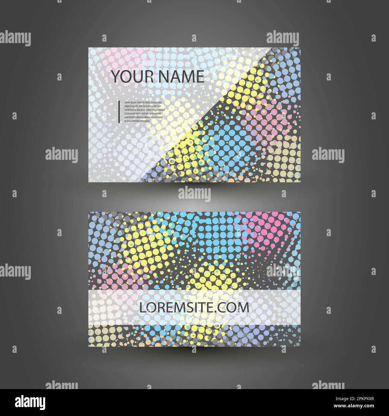 Business Card Template with Abstract Dotted Background Stock Vector