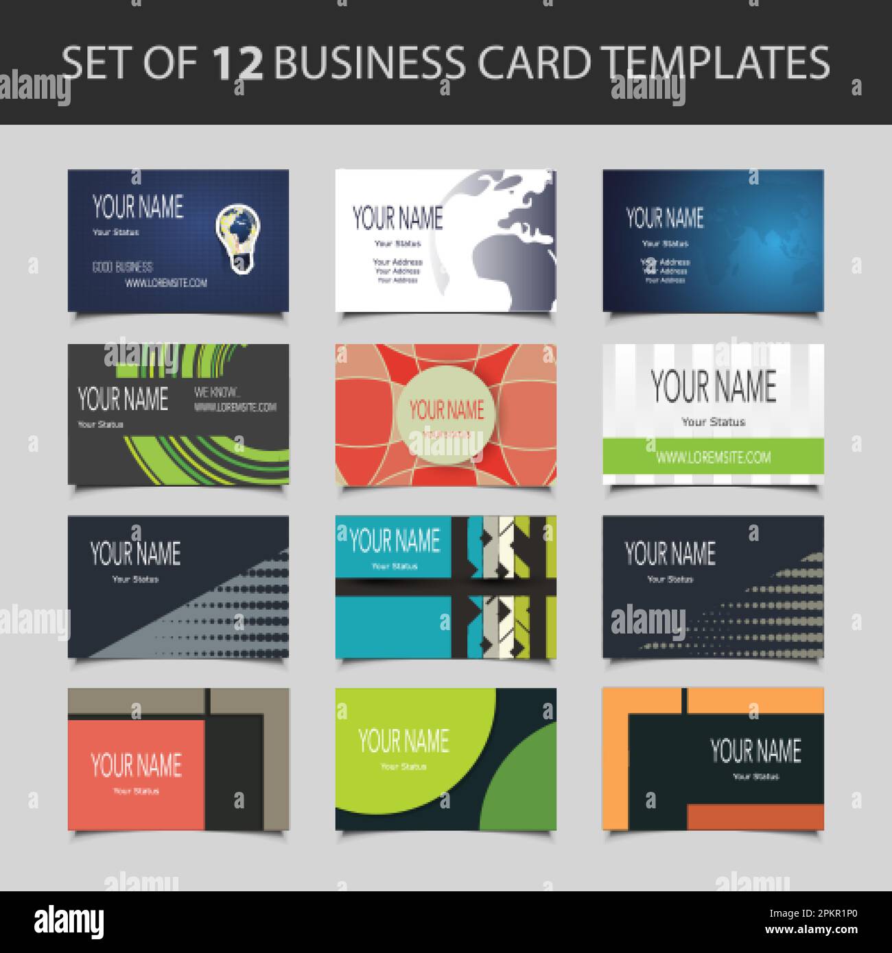 Set of Colorful Business Cards Stock Vector Image & Art Alamy