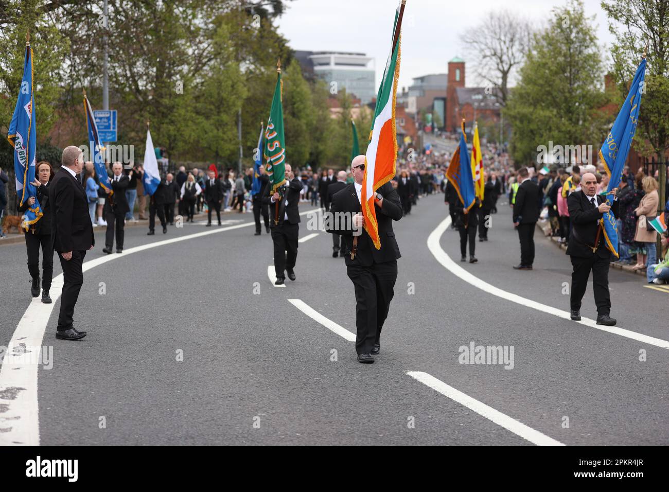 The Colour Party on the Falls Road during a parade organised by Sinn