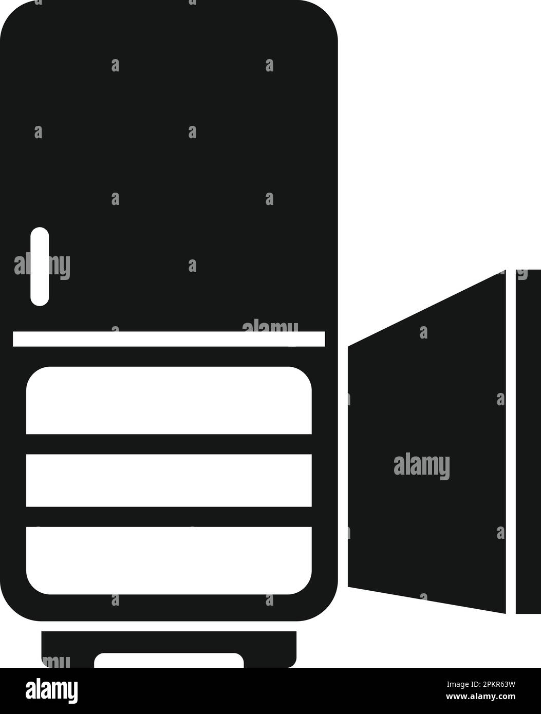 Open fridge freezer icon simple vector. Home work. Cooler ice Stock ...