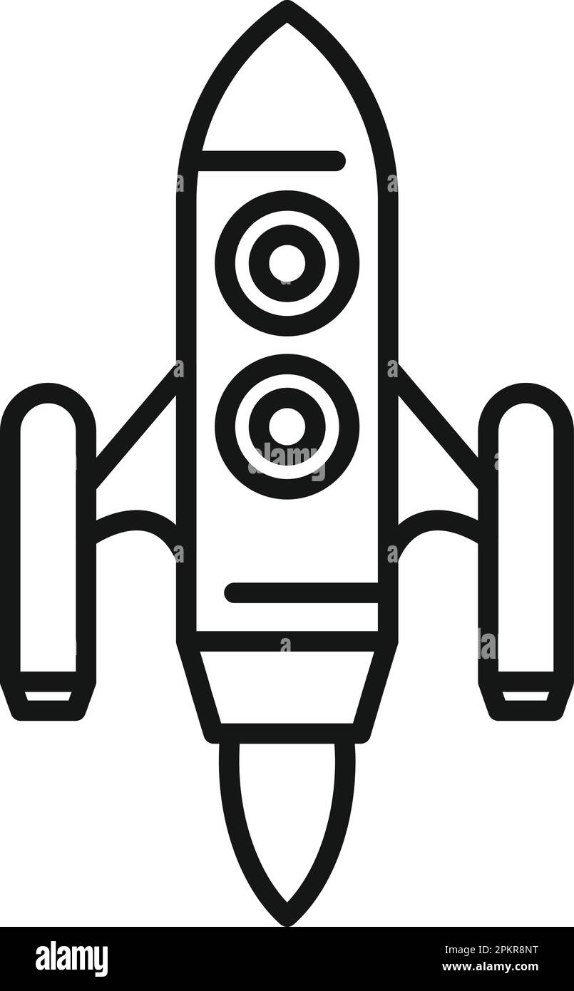 Rocket space icon outline vector. Spaceship launch. Smoke idea Stock Vector