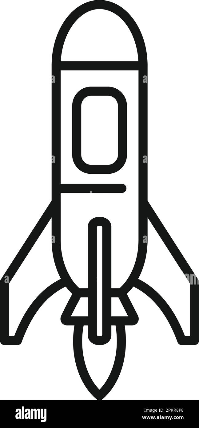 Start spaceship icon outline vector. Space launch. Ship project Stock Vector