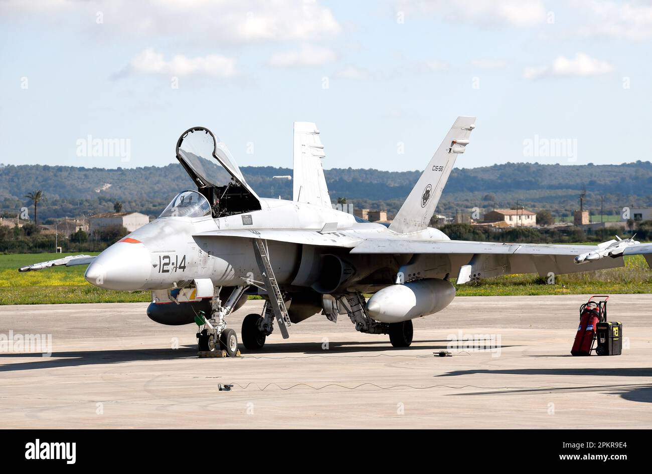 F18 fighter plane of the Spanish army at the Son Sant Joan air base in  Palma de Mallorca in March 2023 Stock Photo - Alamy