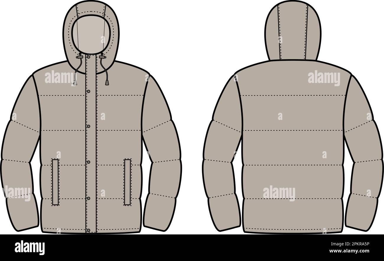 Mens winter quilted down jacket. Stock Vector