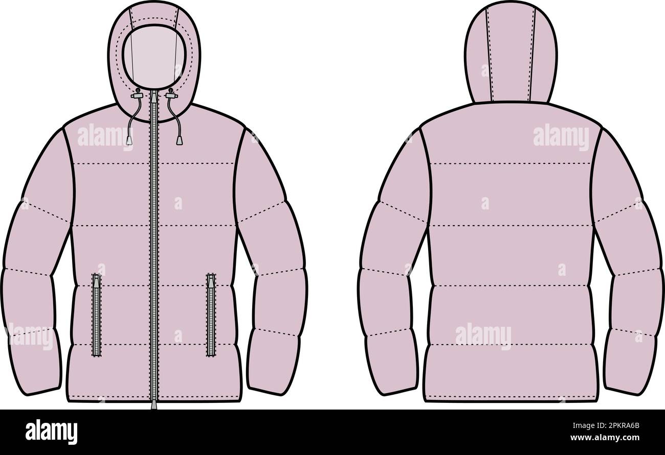 Womens winter quilted down jacket. Stock Vector