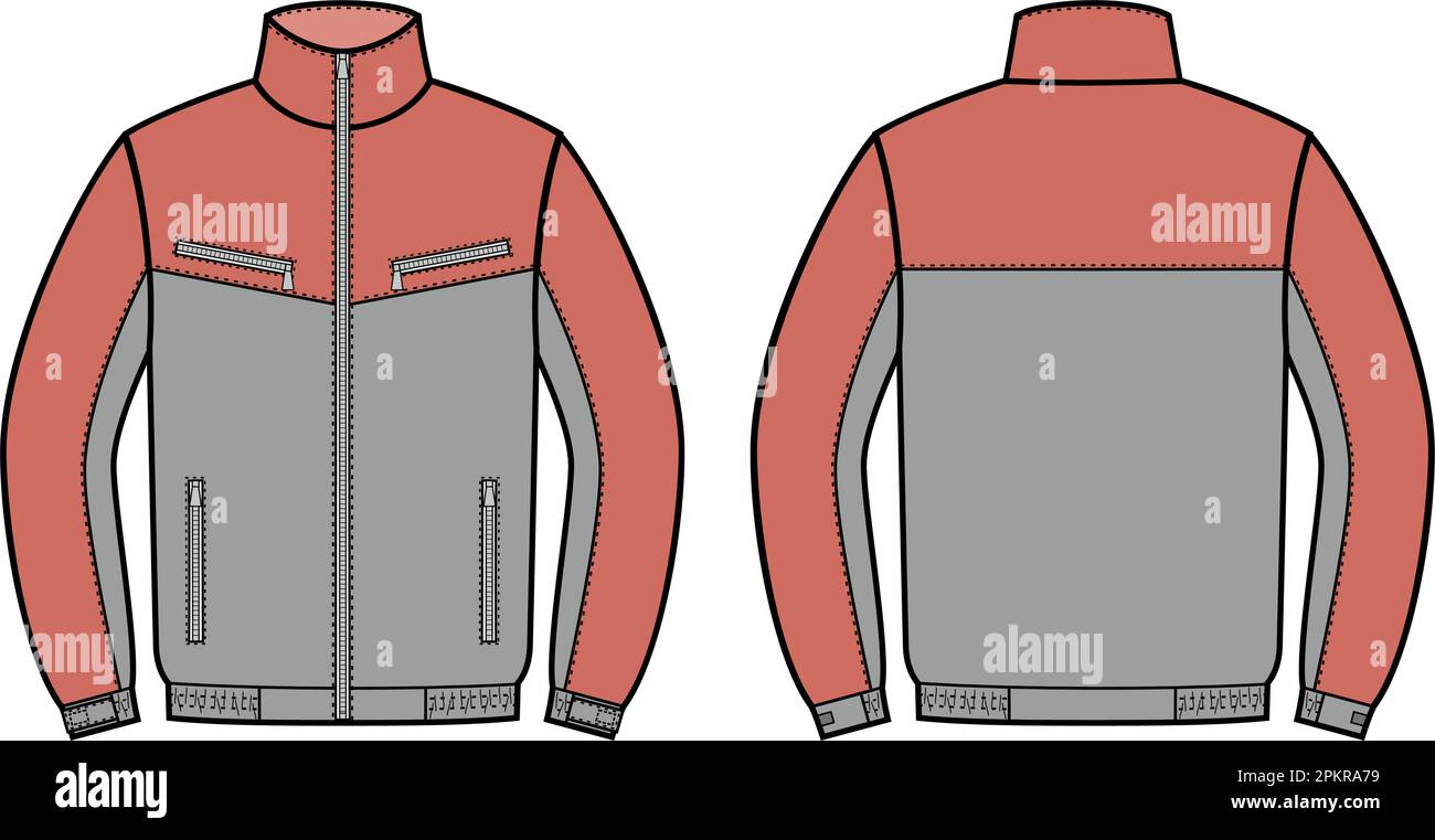 Mens winter work zip up jacket. Fashion CAD. Stock Vector