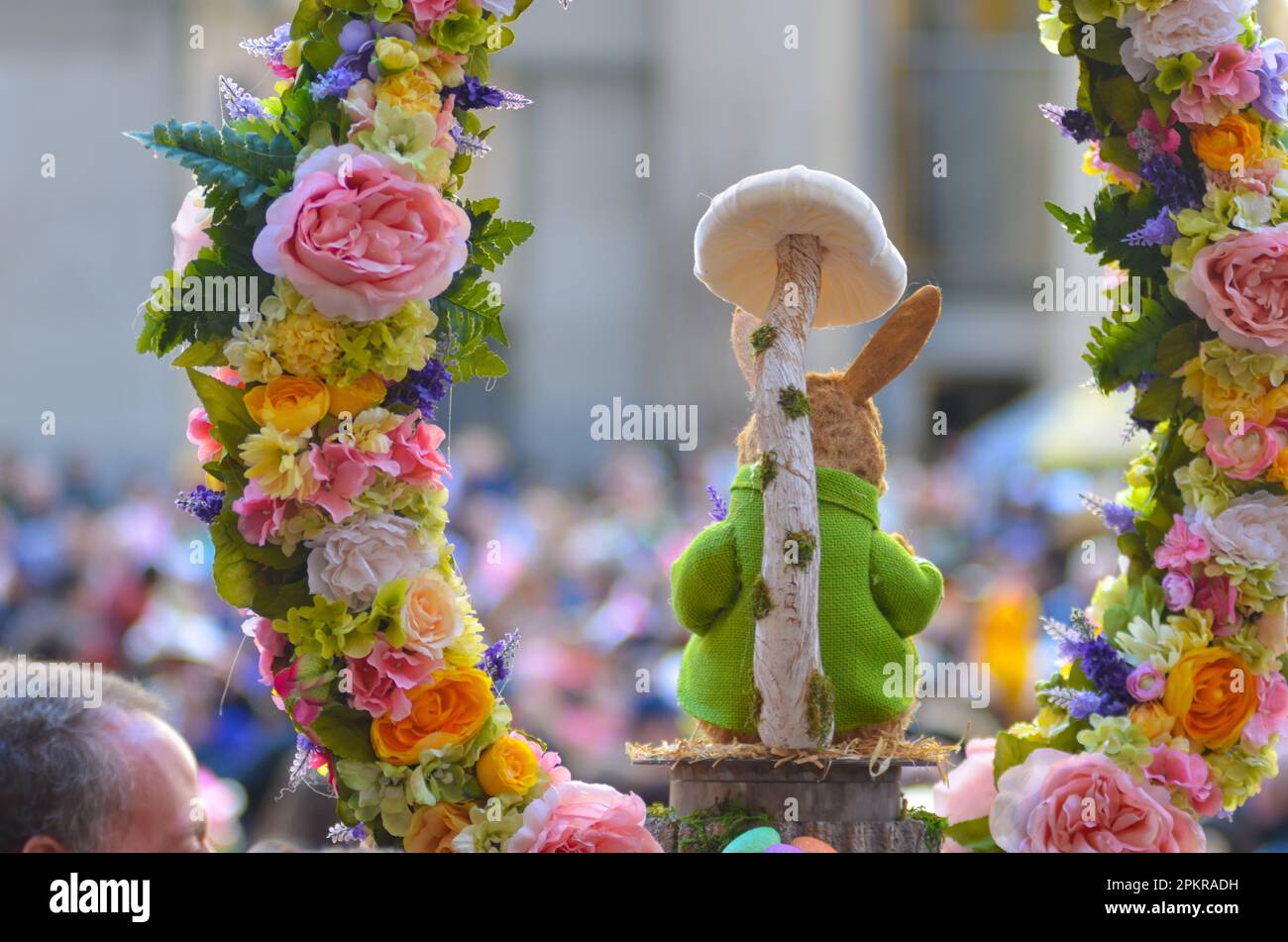 New York City, United States. 9th April, 2023. Easter Bunny is seen in