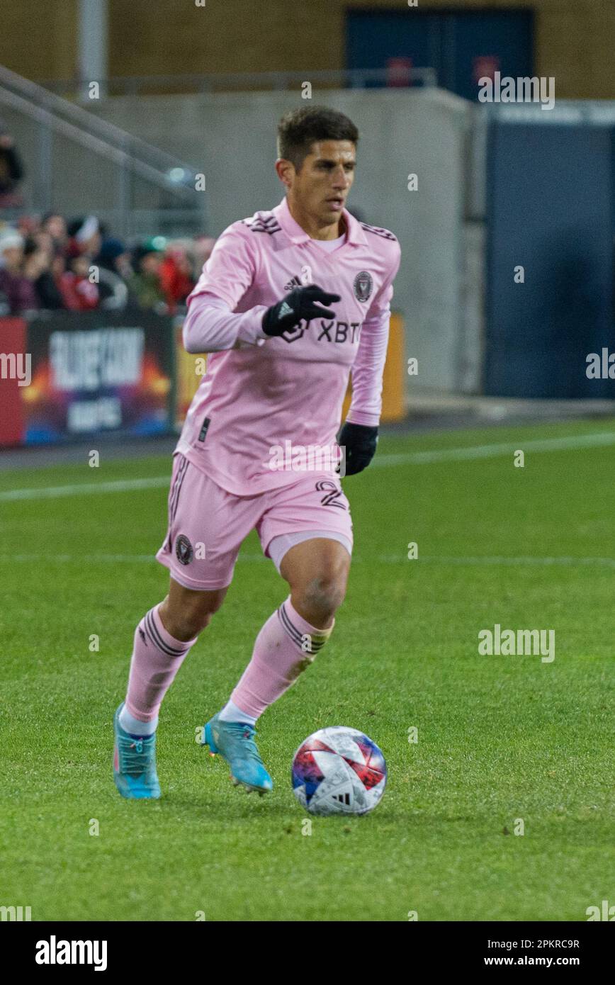 Toronto, ON, Canada - Match 18, 2023:     Nicolás Stefanelli #22 forward of the Inter Maimi FC runs with the ball during the match between Toronto FC Stock Photo