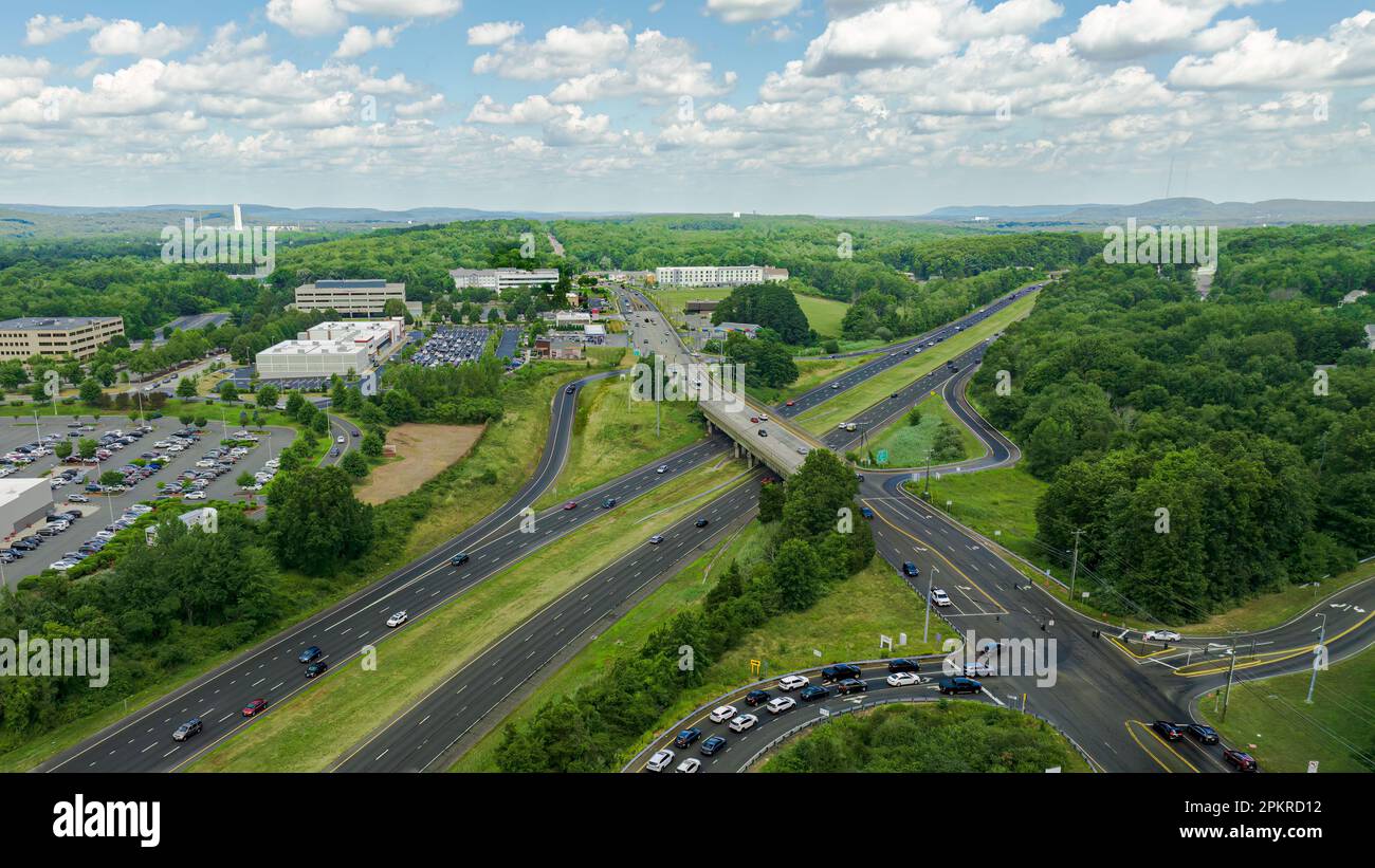 Highway interchange I84 exit 31 Southington CT Connecticut Stock Photo