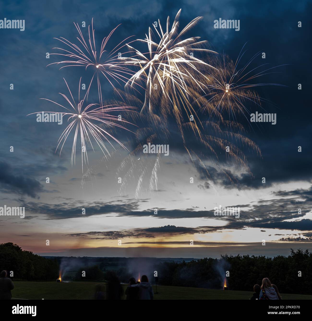 FIrework display, Stow on the Wold, Queen's Jubilee Celebrations Stock