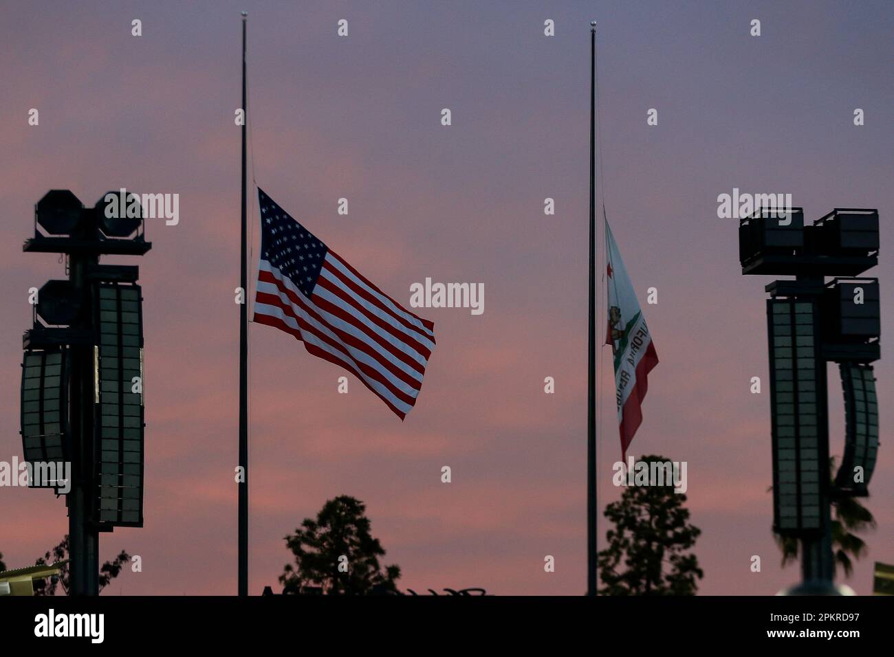 LOS ANGELES, CA MARCH 31 General view of the American Flag flying
