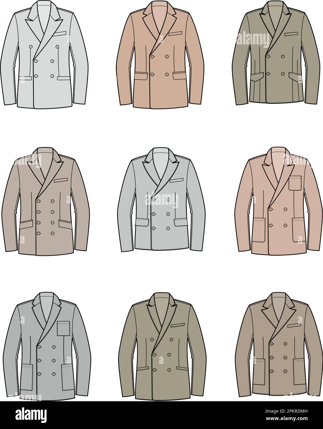 Mens business suit jacket. Fashion CAD.  Stock Vector
