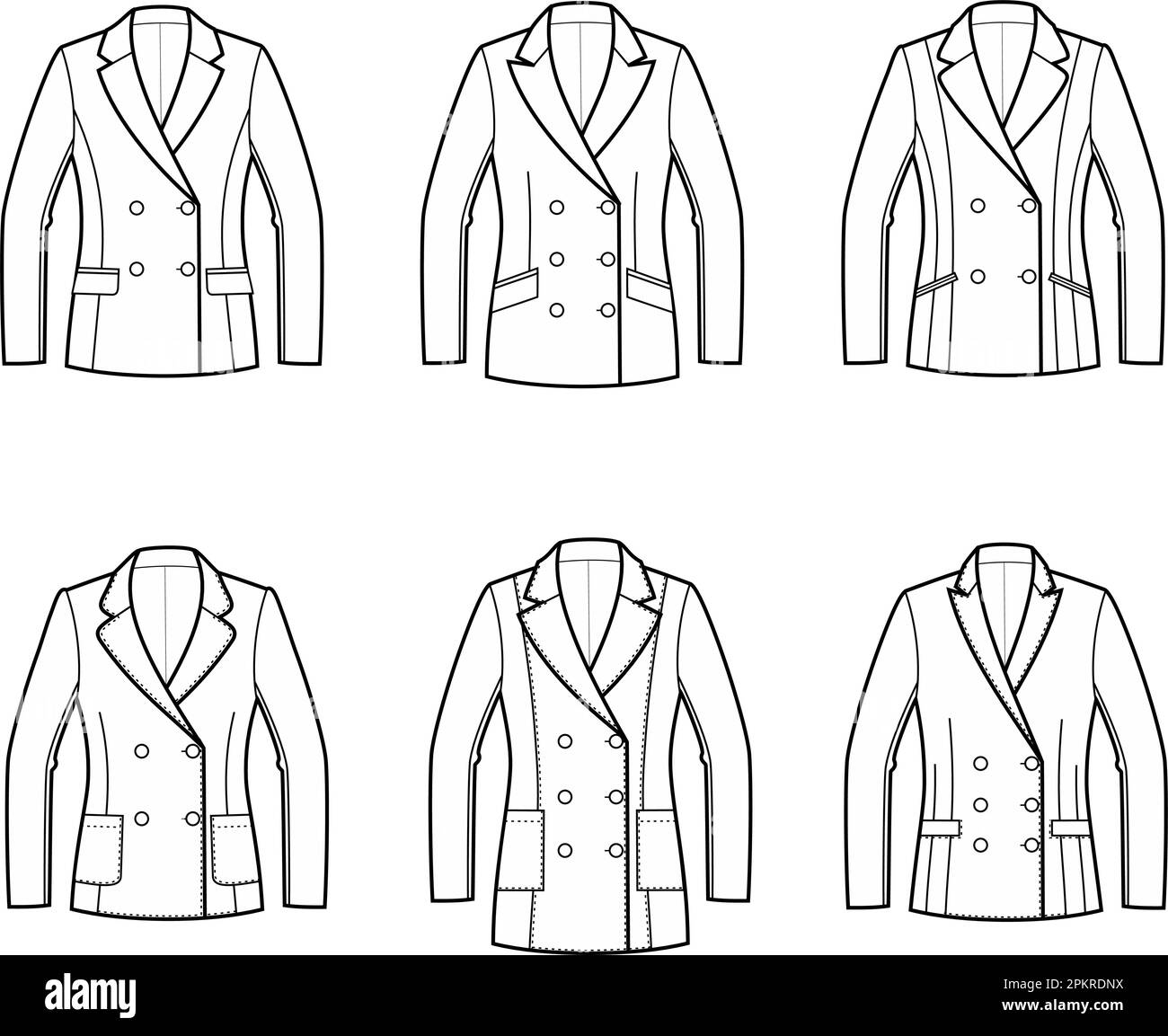 Womens business suit jacket. Fashion CAD.  Stock Vector