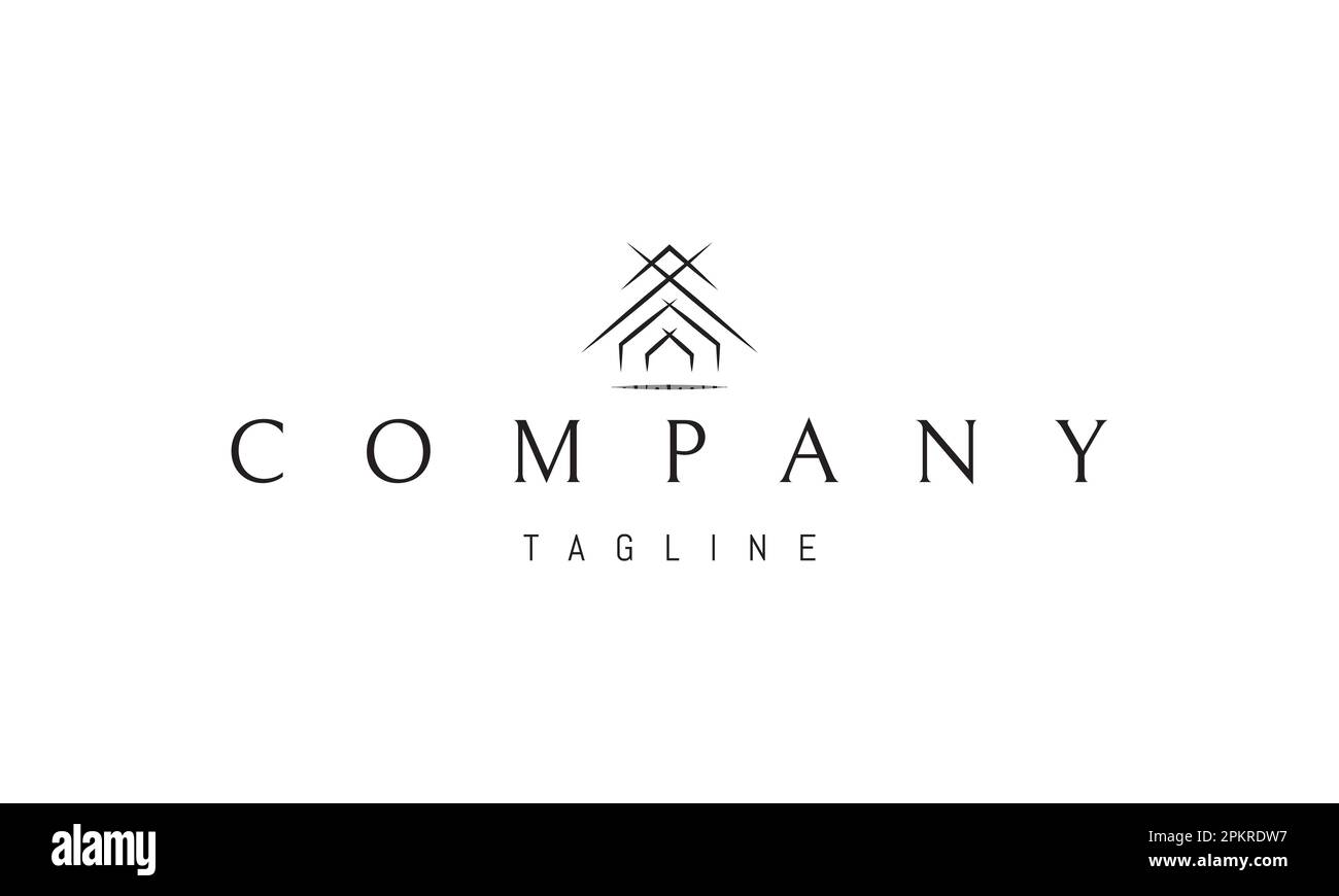 Vector logo on which an abstract image of a hut made of sharp lines. Stock Vector