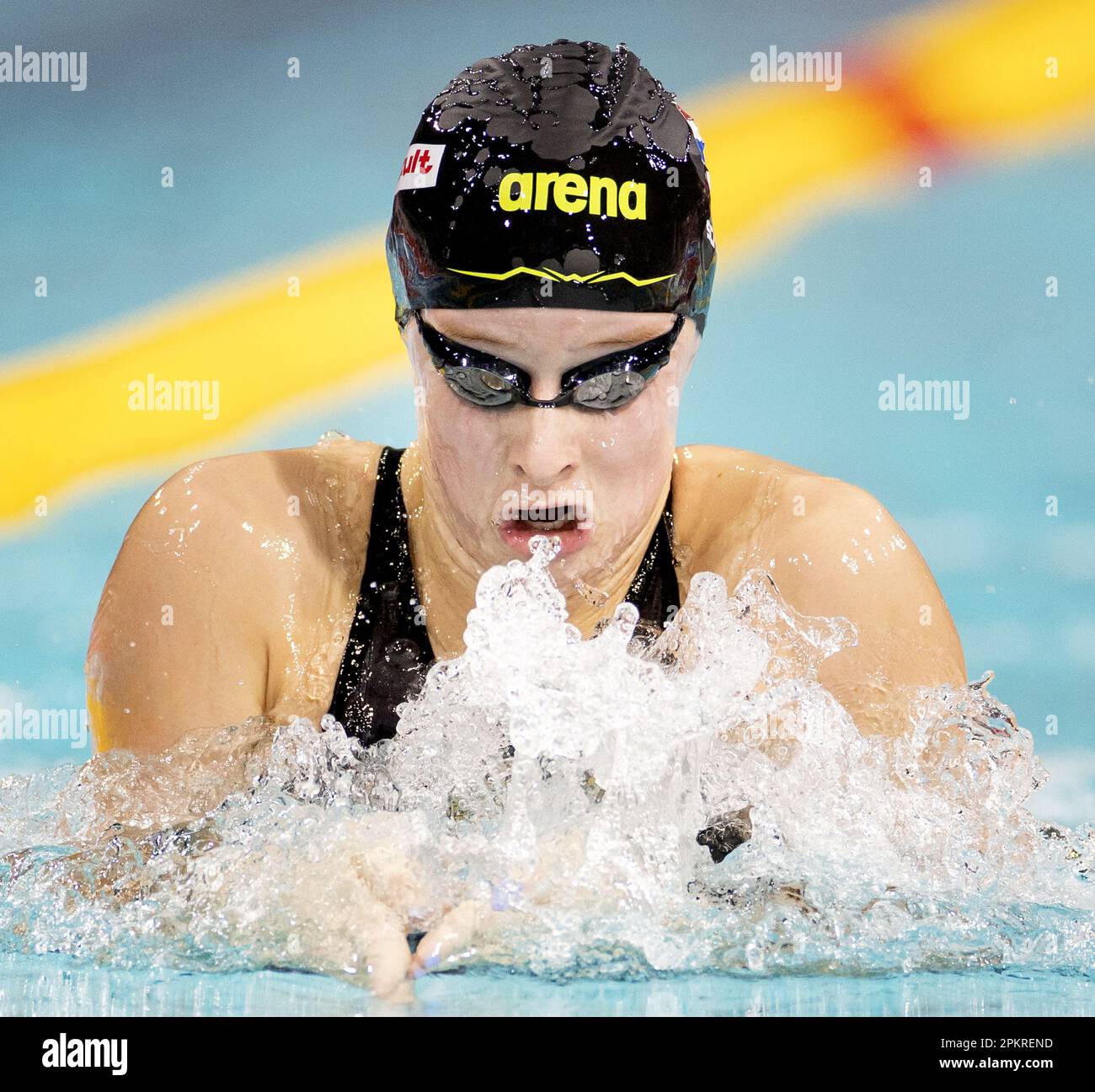 EINDHOVEN Tes Schouten in action on the 100 meter breaststroke during