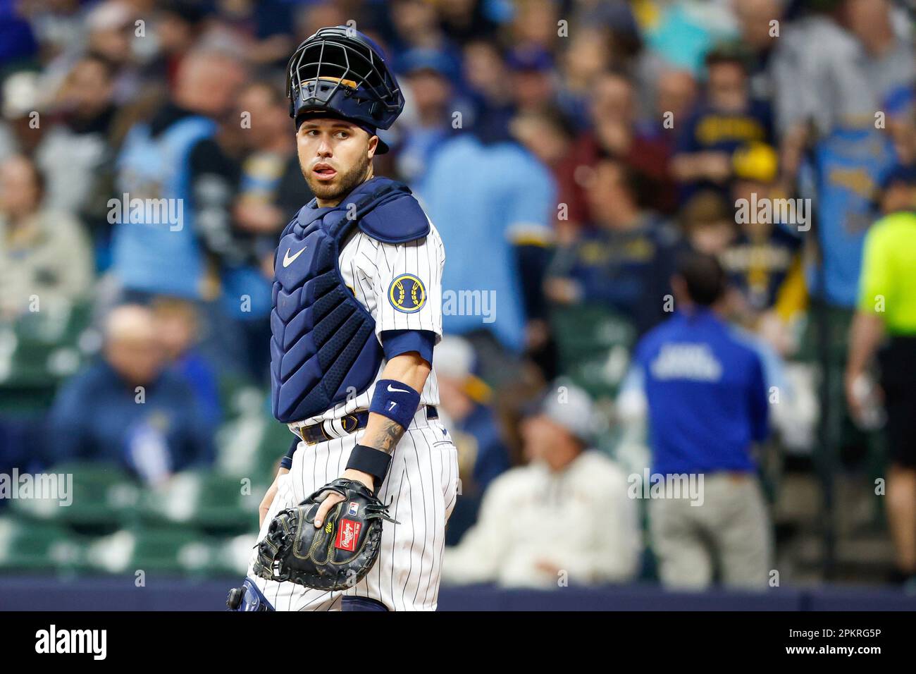 April 8, 2023 Milwaukee Brewers catcher Victor Caratini (7) during the