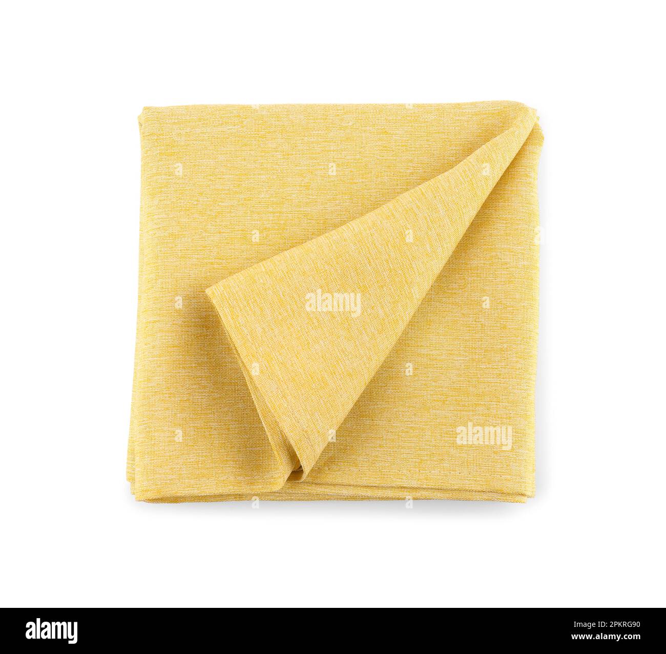 Yellow folded napkin isolated on white background Stock Photo
