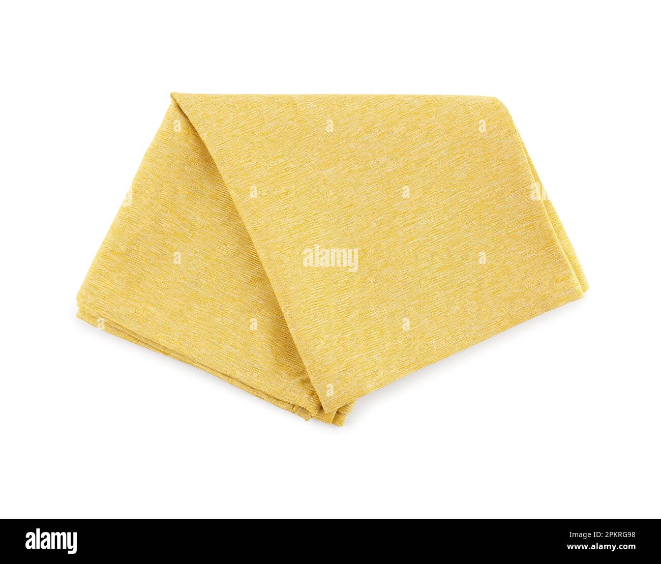 Yellow folded napkin isolated on white background Stock Photo