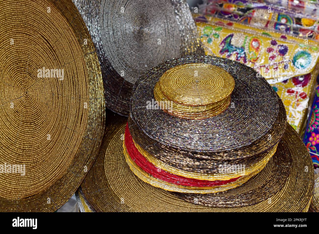 Decorative shiny plates at outdoor Stock Photo Alamy
