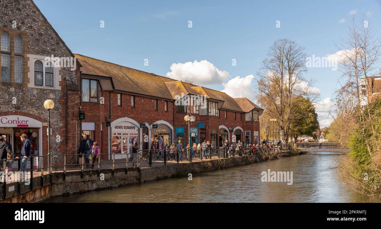 Salisbury, Wiltshire, England, UK. 2023. People walking the Riverside