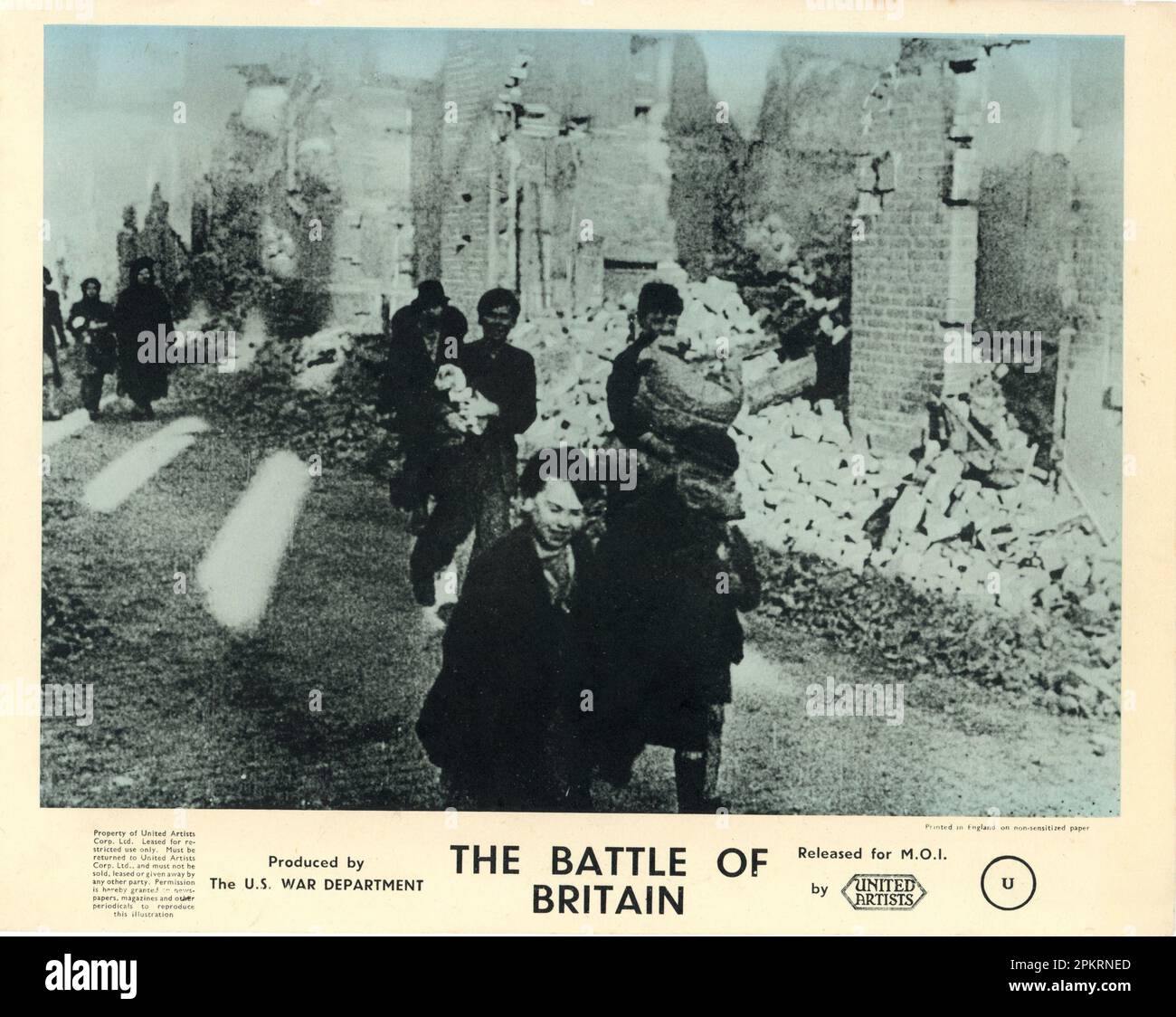 Homeless Children on Bomb Damaged London Street in Propaganda Documentary in the WHY WE FIGHT series THE BATTLE OF BRITAIN 1943 directors FRANK CAPRA and ANTHONY VEILLER writers Julian J. Epstein and Philip G. Epstein narrator Walter Huston producer Frank Capra U.S. War Department/ Ministry of Information (M.O.I.)  / United Artists Stock Photo