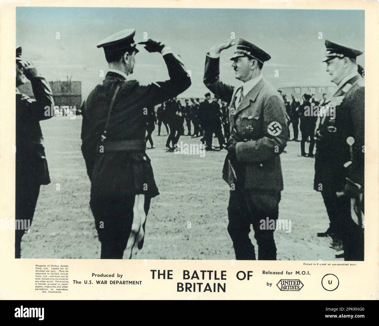 ADOLF HITLER and HERMANN GORING / GOERING in Propaganda Documentary in the WHY WE FIGHT series THE BATTLE OF BRITAIN 1943 directors FRANK CAPRA and ANTHONY VEILLER writers Julian J. Epstein and Philip G. Epstein narrator Walter Huston producer Frank Capra U.S. War Department/ Ministry of Information (M.O.I.)  / United Artists Stock Photo