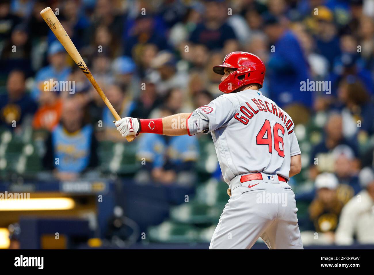 Milwaukee, United States Of America. 08th Apr, 2023. April 8, 2023: St.  Louis Cardinals first baseman Paul Goldschmidt (46) getting ready to hit  during the game between the Milwaukee Brewers and the