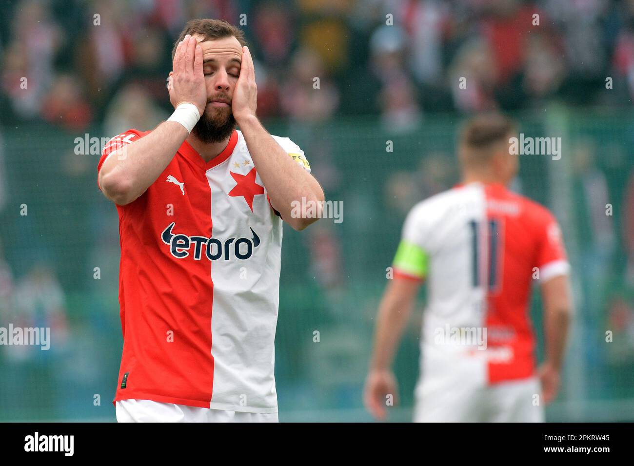 Mlada Boleslav, Czech Republic. 9th May, 2018. Players of Slavia