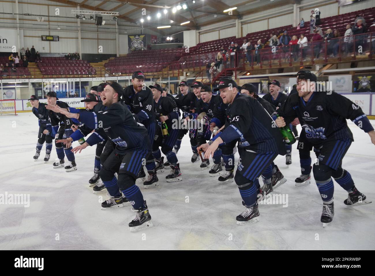 Altrincham, England, 9 April 2023. Solway Sharks ice hockey team