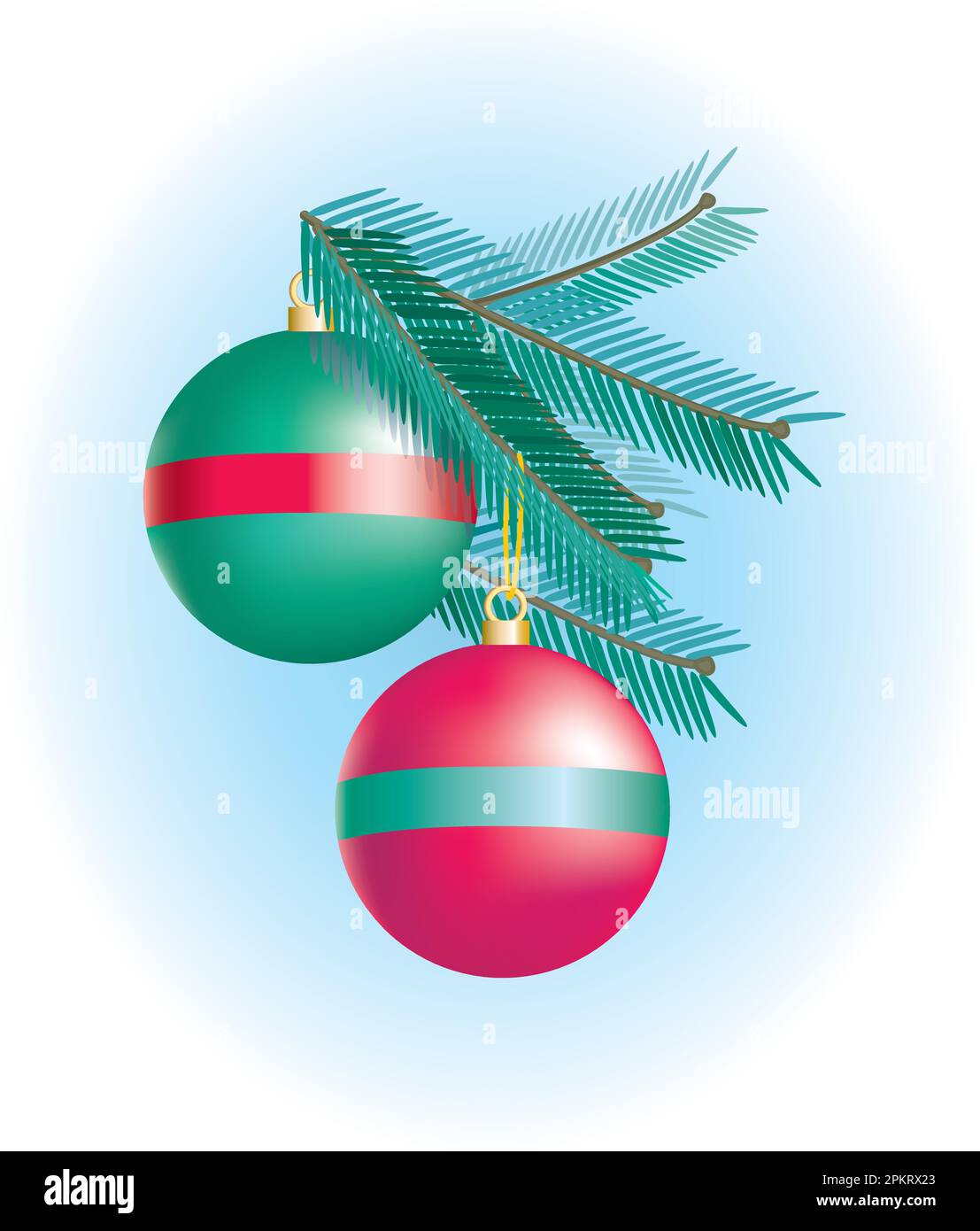 Old Style Christmas tree Glass ornaments Stock Vector