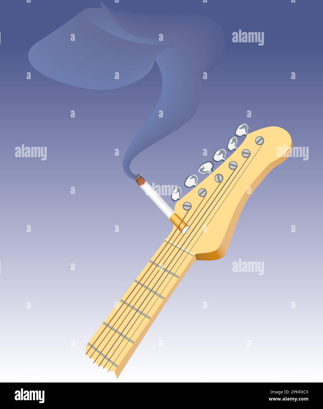 Telecaster neck with lit cigarette Smokin' Blues Guitar, a tribute to