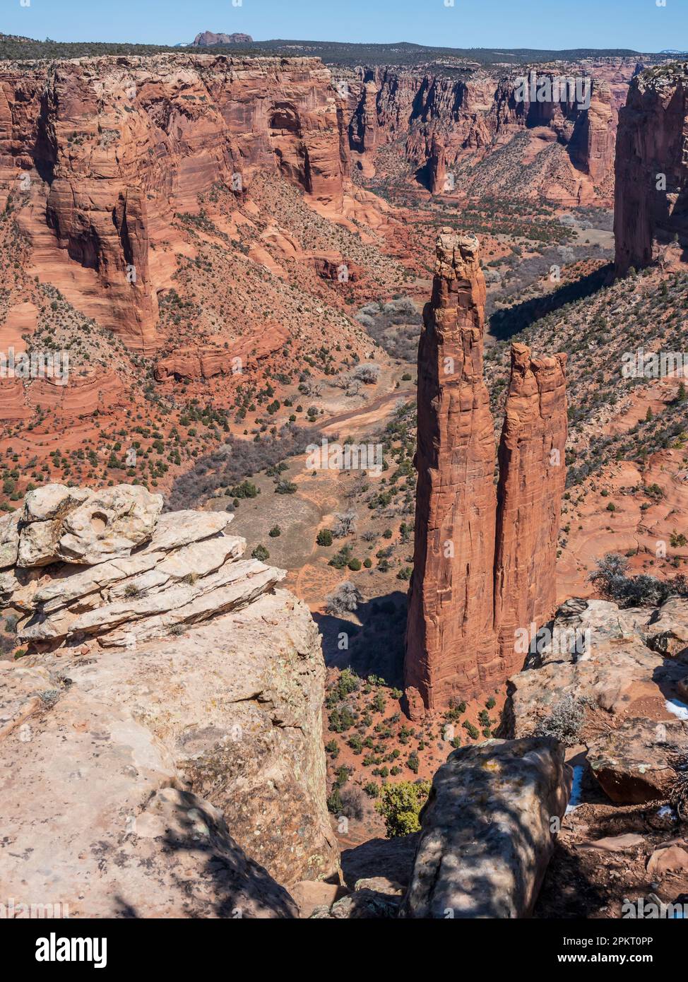 Spider Rock, South Rim Drive, Canyon de Chelly National Monument, Chinle, Arizona. Stock Photo