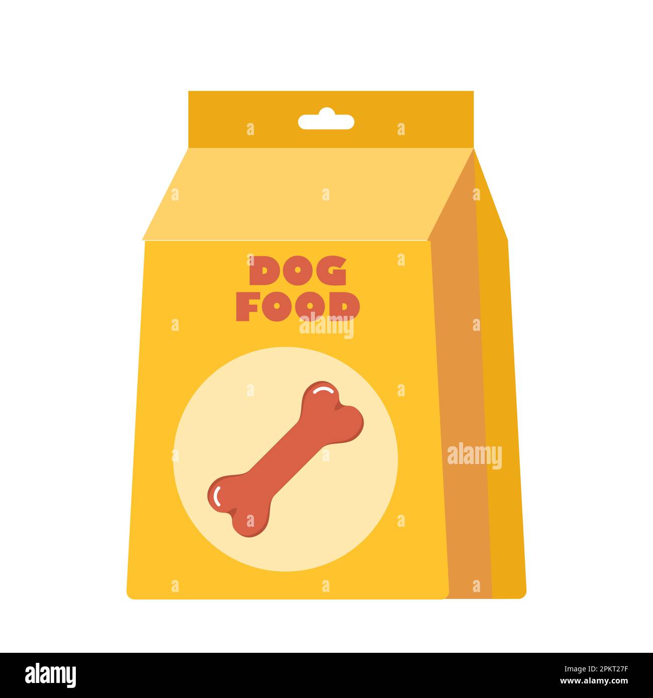 Dog food, yellow bag package. Pet meal. Vector illustration Stock