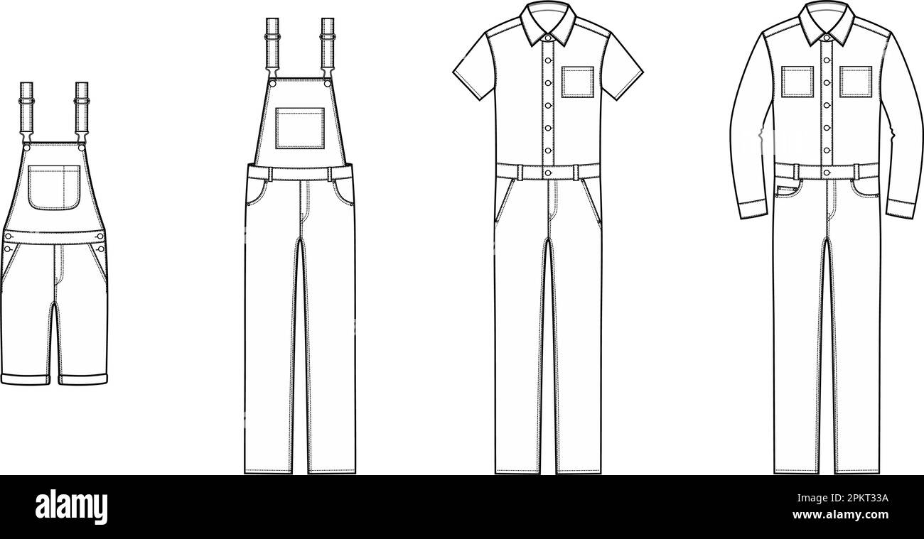 Mens overall and coverall jumpsuit. Fashion CAD Stock Vector Image
