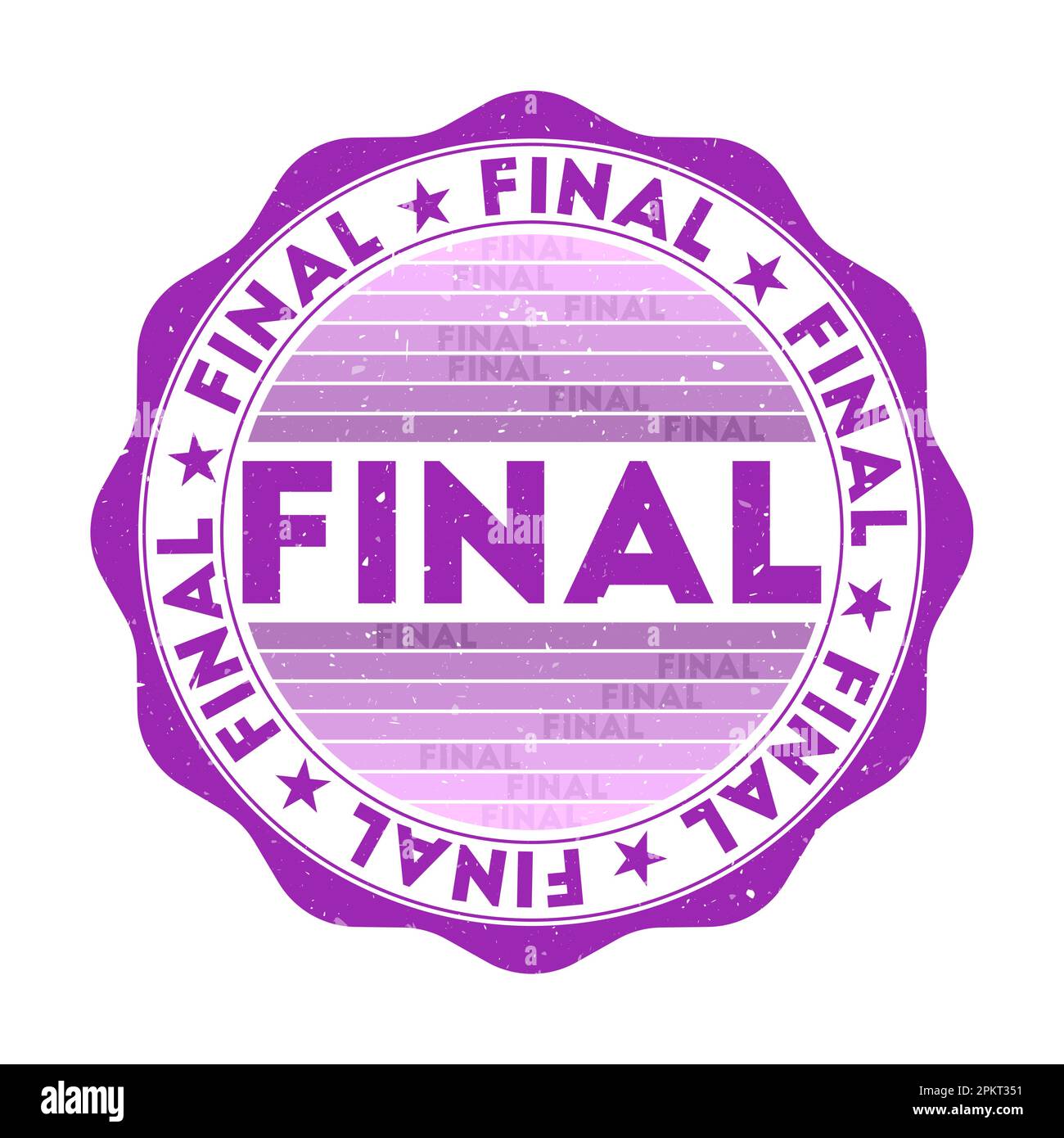 Final badge. Grunge word round stamp with texture in Purple Ink color theme. Vintage style geometric final seal with gradient stripes. Artistic vector Stock Vector