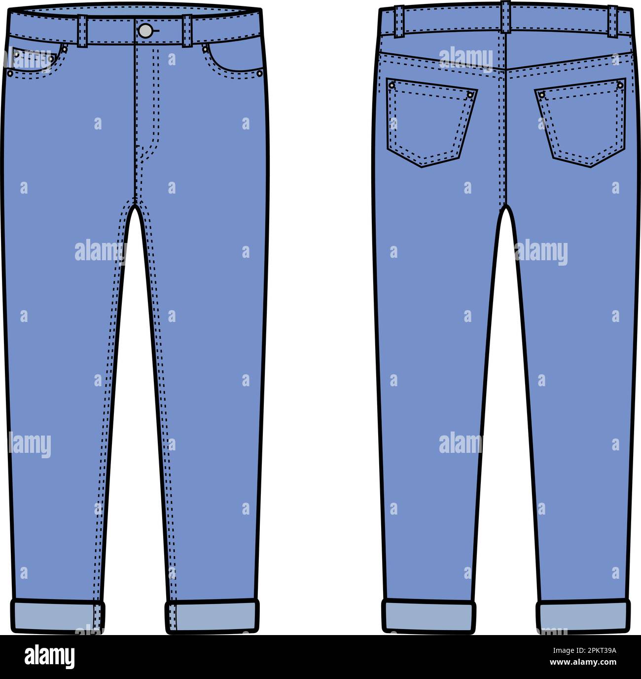 Denim pants. Front and back Stock Vector Image & Art - Alamy