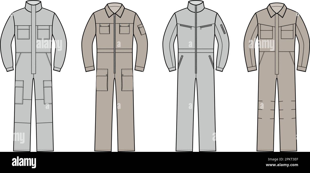 Mens work coverall. Fashion CAD. Stock Vector