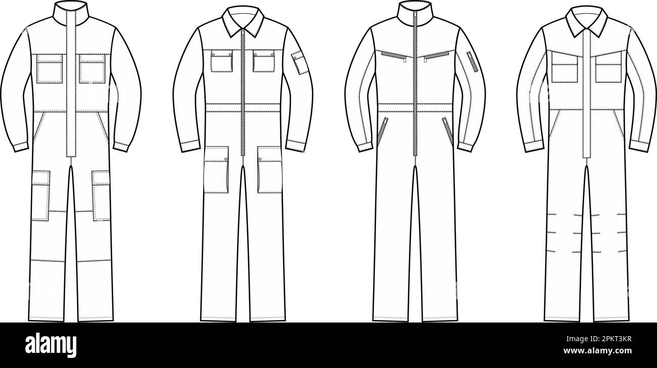 Mens work coverall. Fashion CAD. Stock Vector