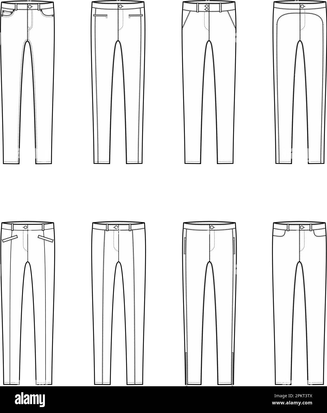 Womens skinny pants. Fashion CAD. Stock Vector